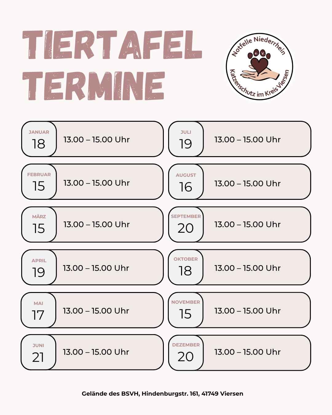 Tiertafel Termine