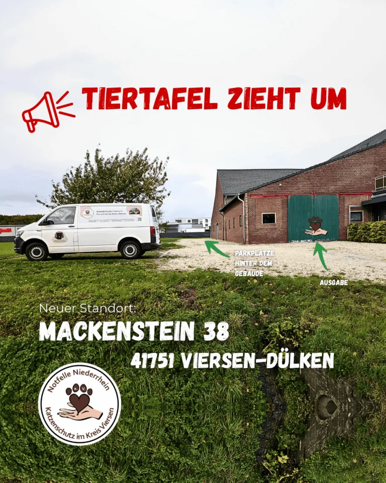 Die Tiertafel der Notfelle Niederrhein e.V. zieht um – ein neues Zuhause für mehr Hilfe und Herz